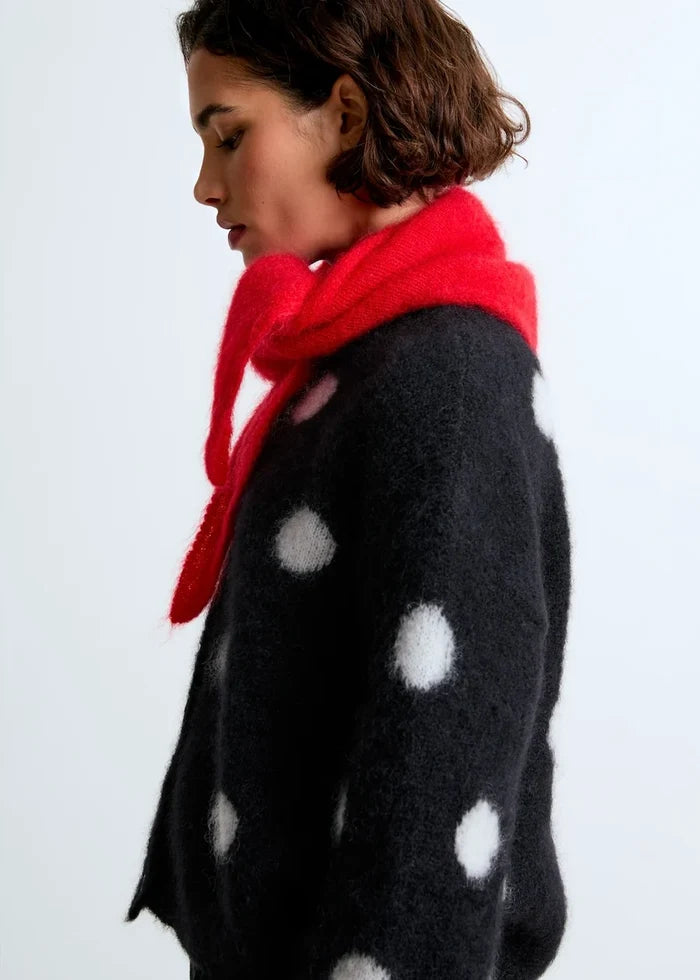 Olivia Mohair Cardigan (Black Polka Dots)