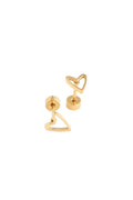 Gold heart-shaped earrings on a white background