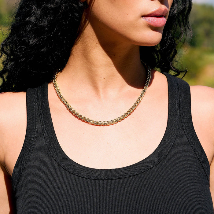 Palm Chain Necklace in Yellow Gold- 6mm