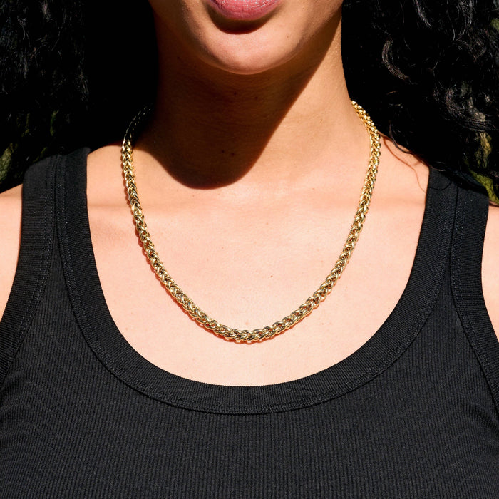 Palm Chain Necklace in Yellow Gold- 6mm