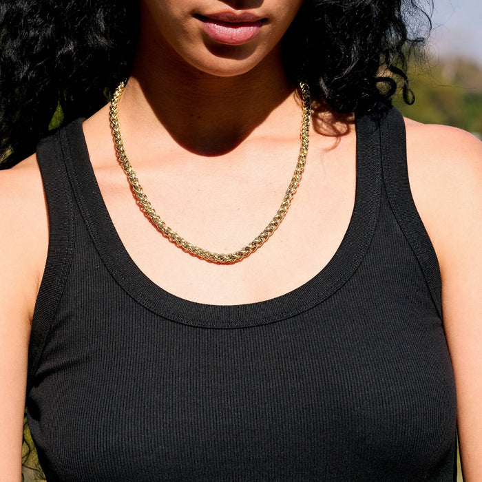 Palm Chain Necklace in Yellow Gold- 6mm