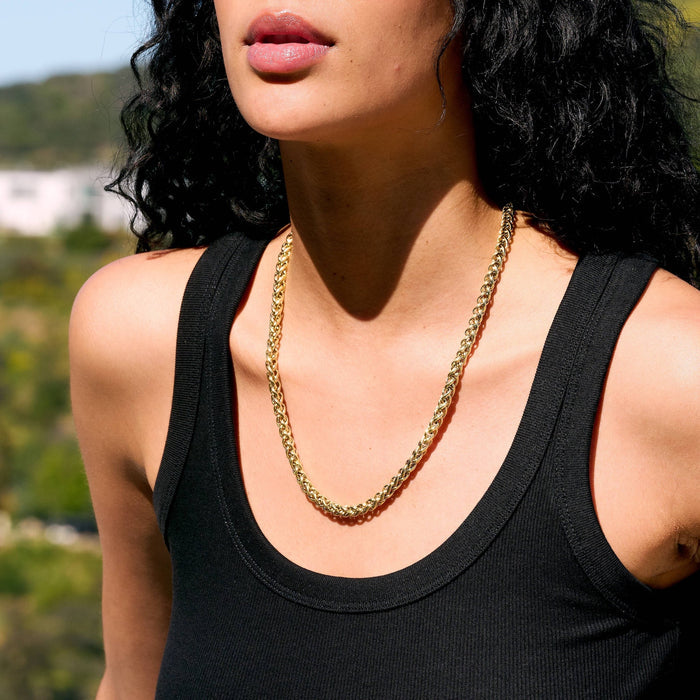 Palm Chain Necklace in Yellow Gold- 6mm