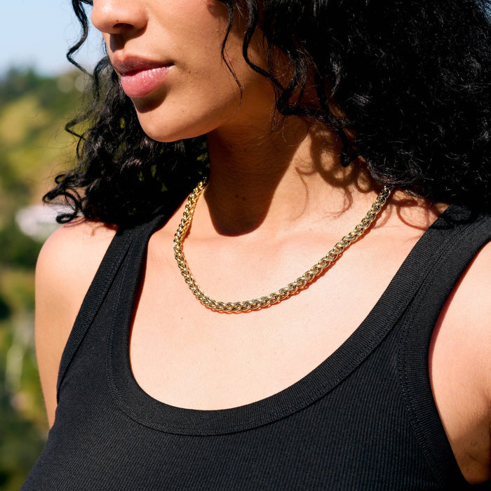 Palm Chain Necklace in Yellow Gold- 6mm
