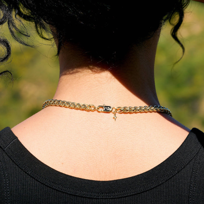 Palm Chain Necklace in Yellow Gold- 6mm