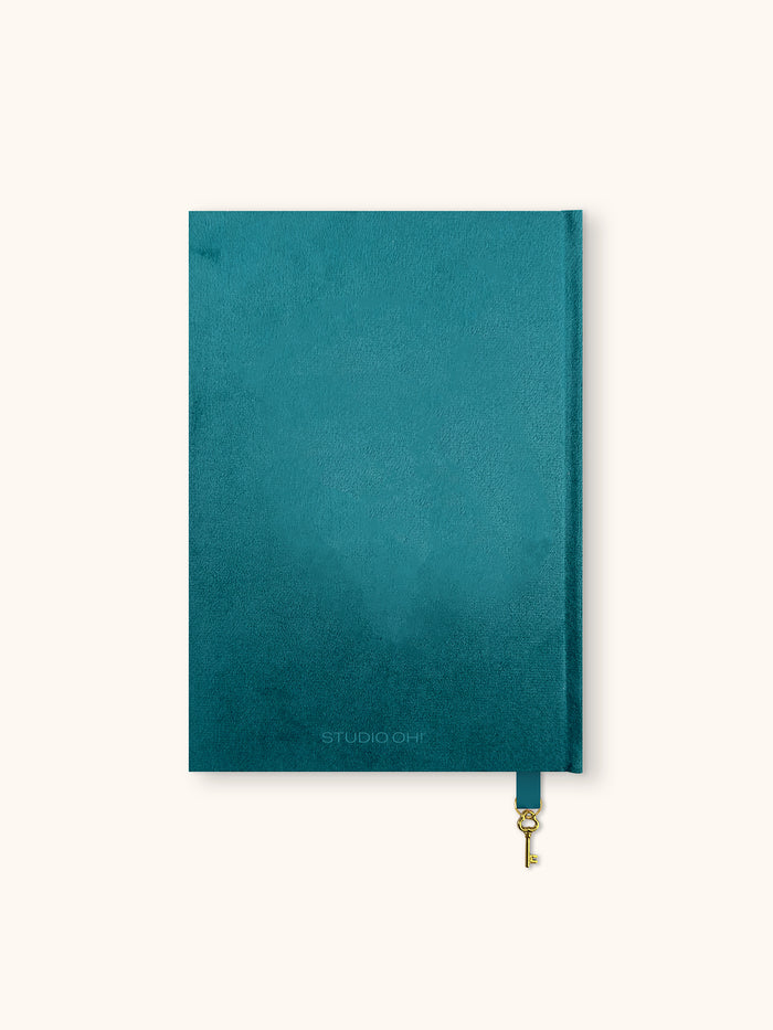 Peacock Blue Feather Olivia Velvet A5 Journal