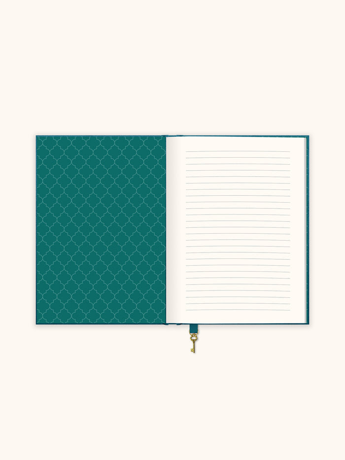 Peacock Blue Feather Olivia Velvet A5 Journal