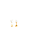 Pearl stud earrings on a white background