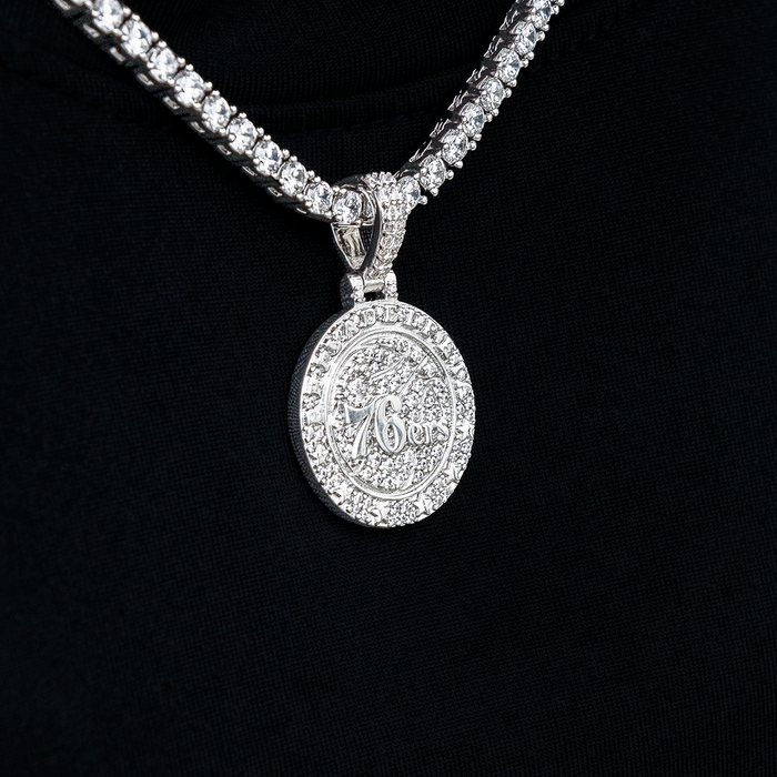 Philadelphia 76ers Official NBA Micro Logo Pendant in White Gold