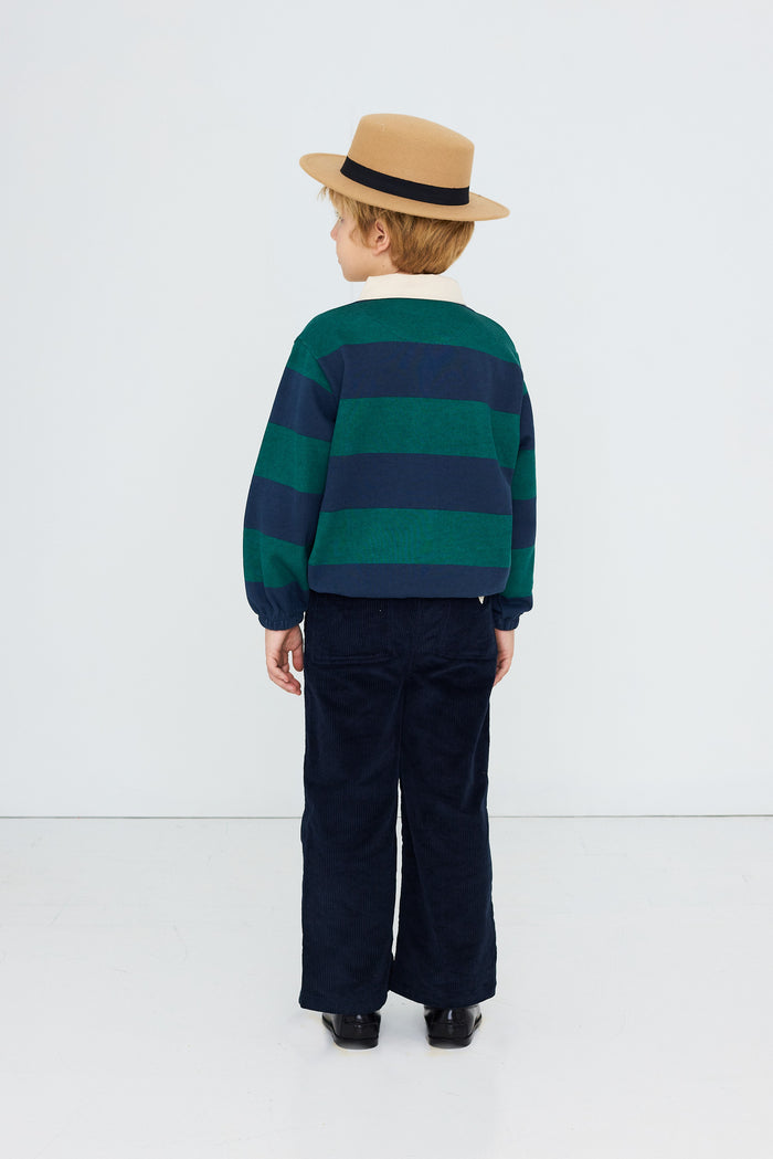 Polo Sweatshirt (Navy Stripes)