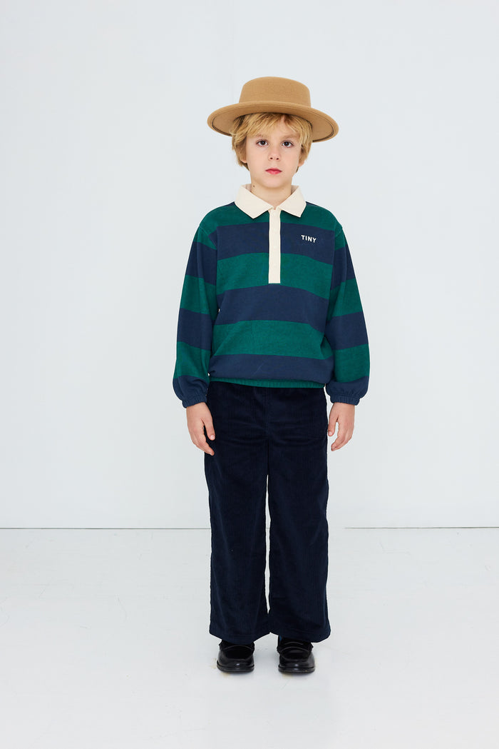 Polo Sweatshirt (Navy Stripes)