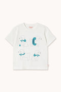 White t-shirt with cartoon poodles and text on a white background