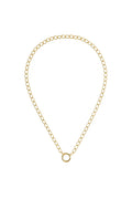 A delicate gold chain necklace with a small circular ring clasp, displayed on a clean white background.