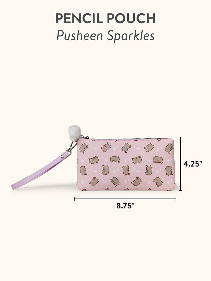 Pusheen Sparkles Medium Pencil Pouch with Wrist Strap & Decorative Pull