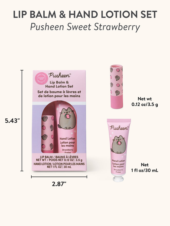 Pusheen Sweet Strawberry Lip Balm & Hand Lotion Set