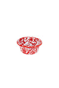 Small bowl with red and white splatter pattern on white background
