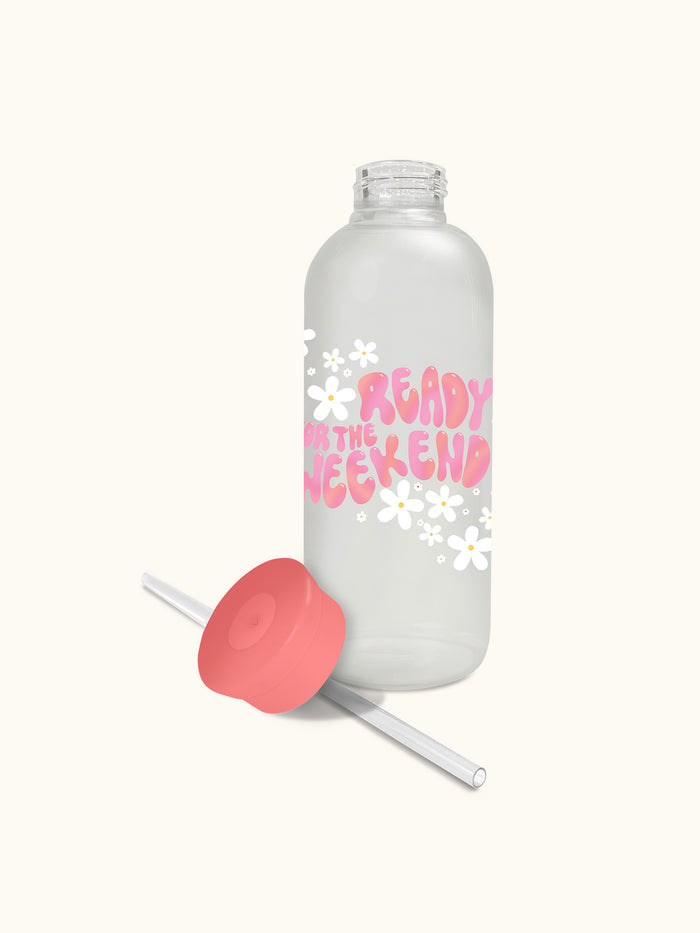 Ready for the Weekend Glass Water Bottle with Straw