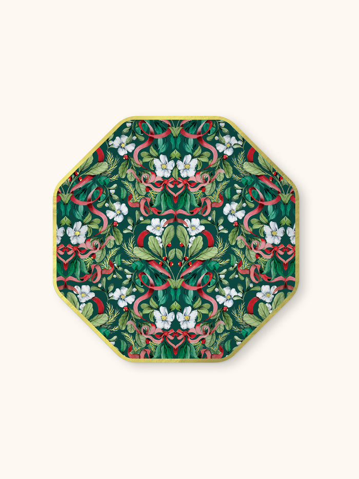 Red Ribbon Christmas Die-Cut Paper Luncheon Plate