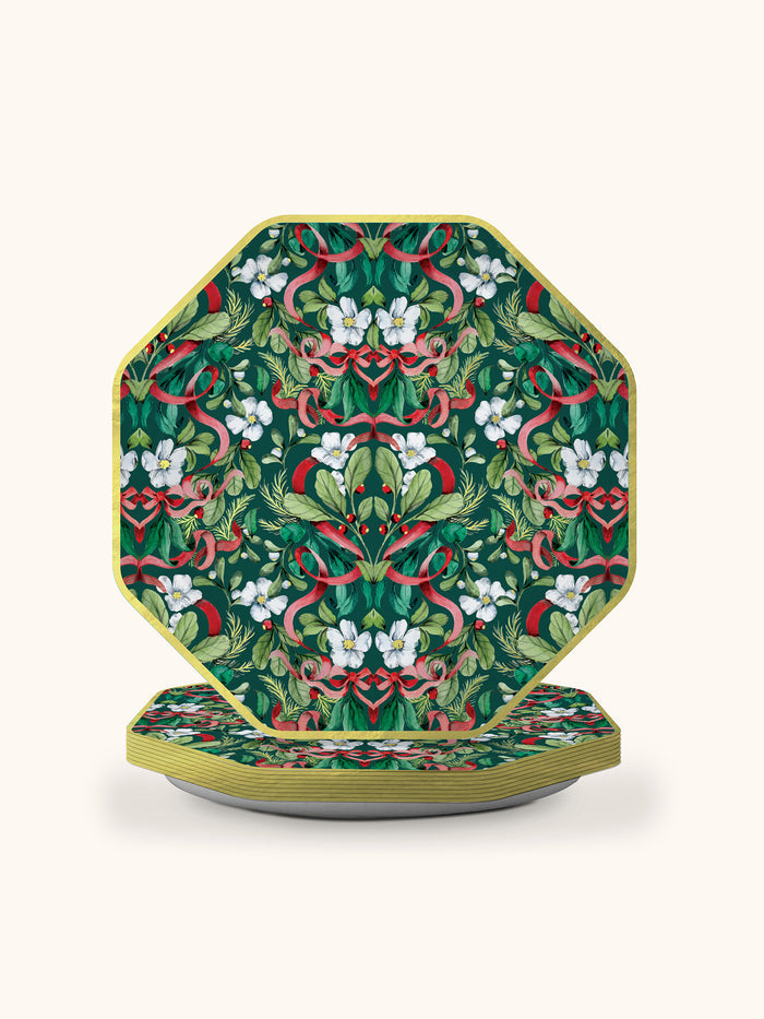 Red Ribbon Christmas Die-Cut Paper Luncheon Plate