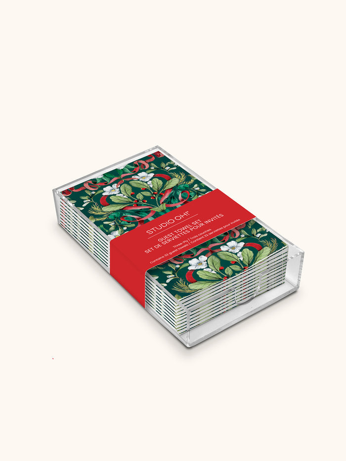 Red Ribbon Christmas Guest Towel Set