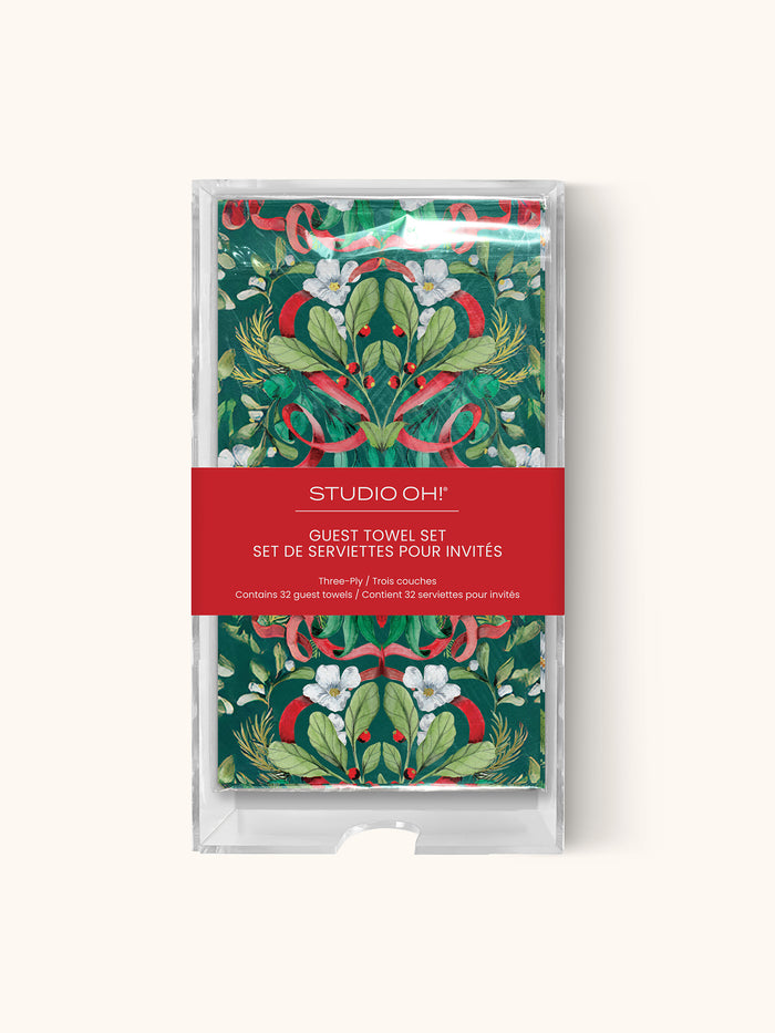 Red Ribbon Christmas Guest Towel Set
