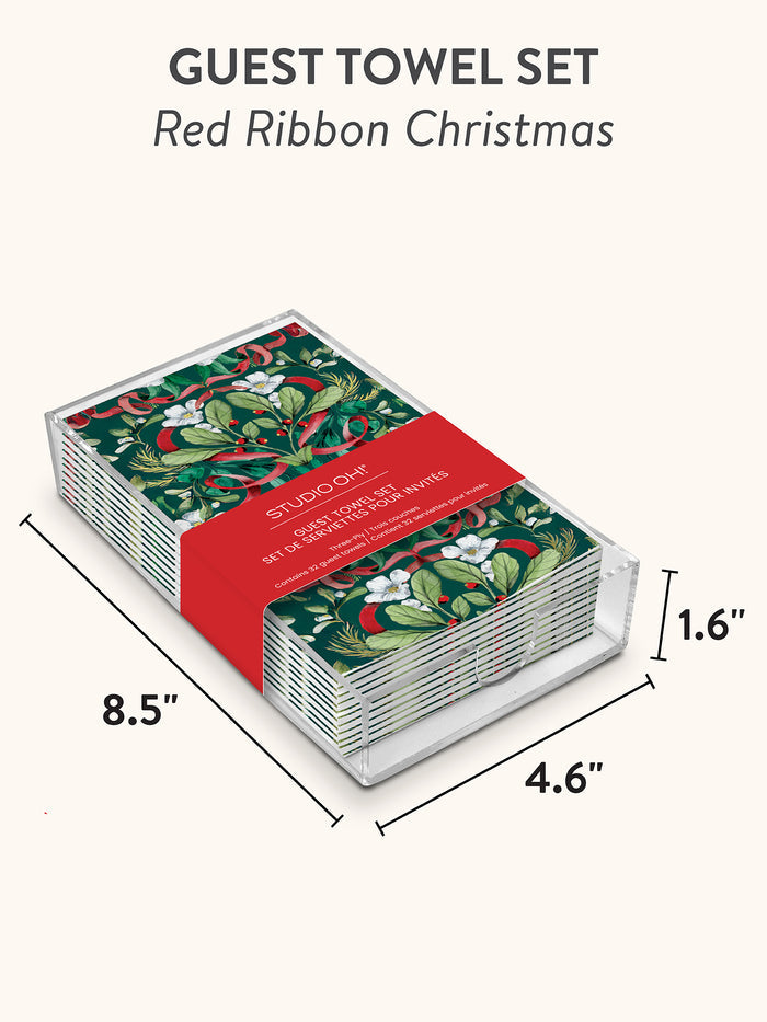Red Ribbon Christmas Guest Towel Set