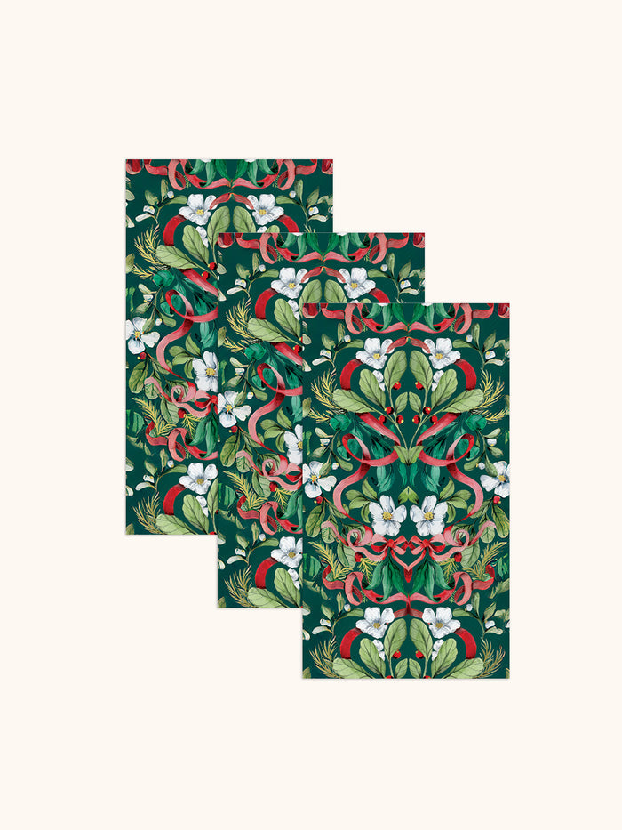 Red Ribbon Christmas Guest Towels