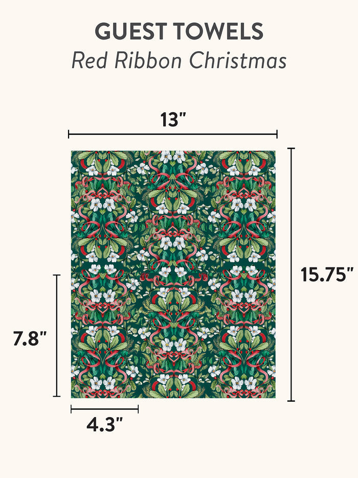 Red Ribbon Christmas Guest Towels