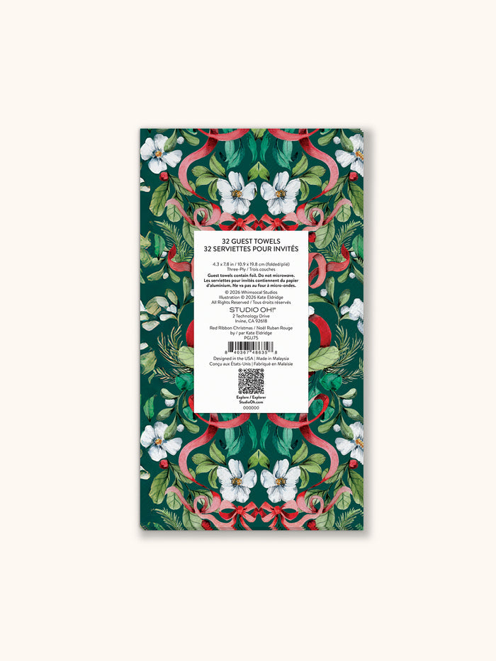 Red Ribbon Christmas Guest Towels