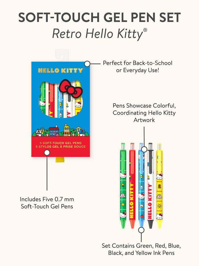Retro Hello Kitty Soft-Touch Gel Pen Set