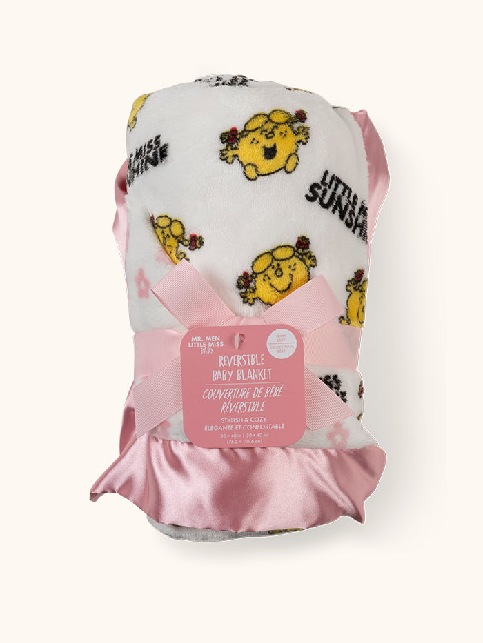 Little Miss Sunshine Reversible Blanket rolled up with tag