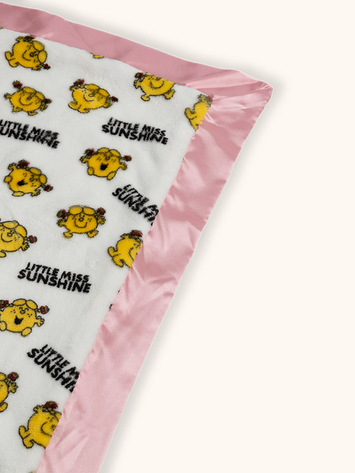 Little Miss Sunshine Reversible Blanket satin corner