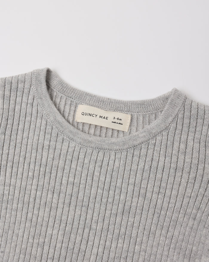 Rob Knit Peplum Top (Heathered Fog)