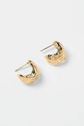 Gold hoop earrings on a white background