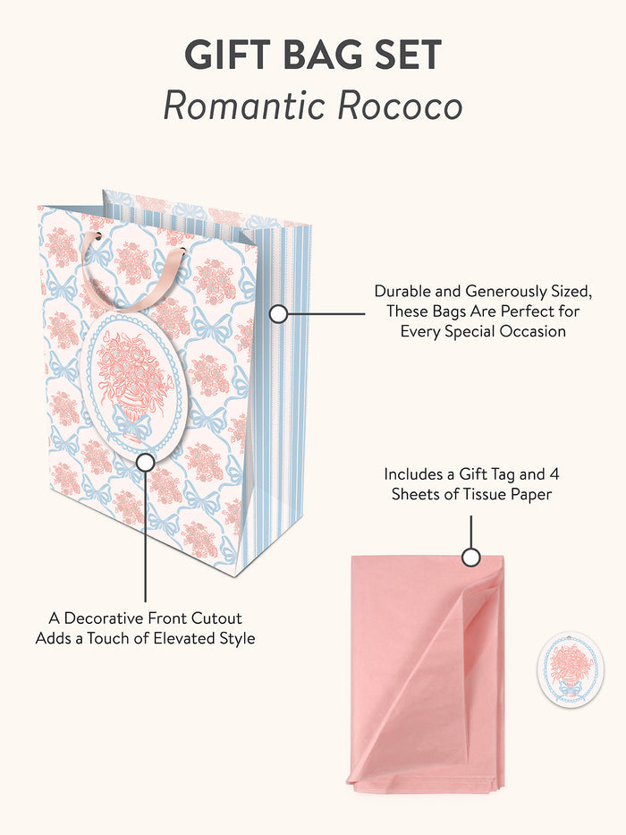 Romantic Rococo Large Vertical Die-Cut Gift Bag with Tissue