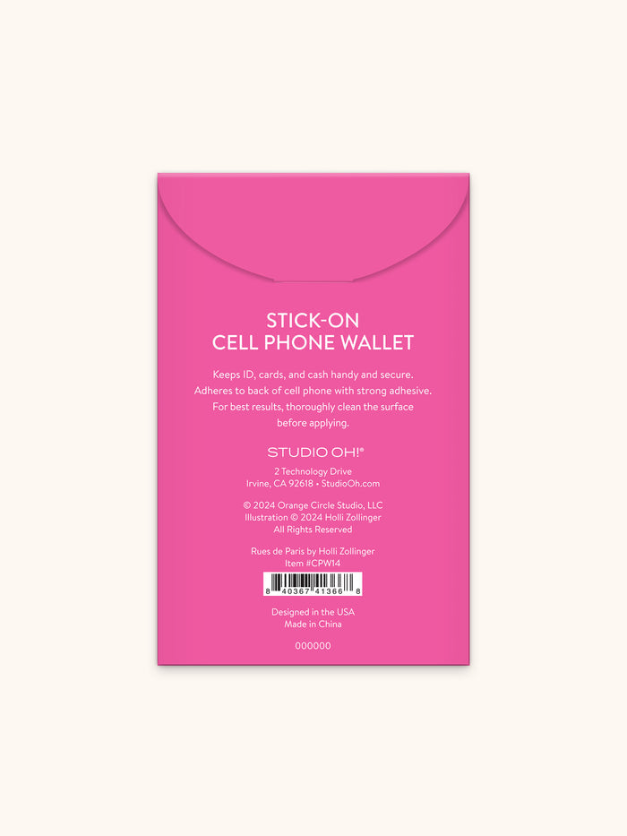 Rues De Paris Stick-On Cell Phone Wallet