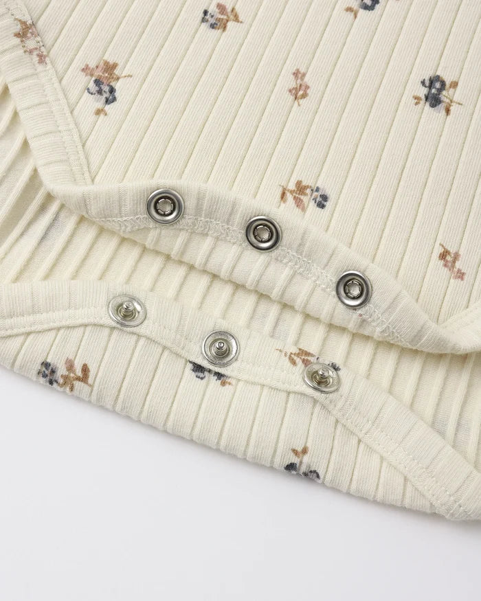 Ruffle Collar Bodysuit (Natural Ditsy)