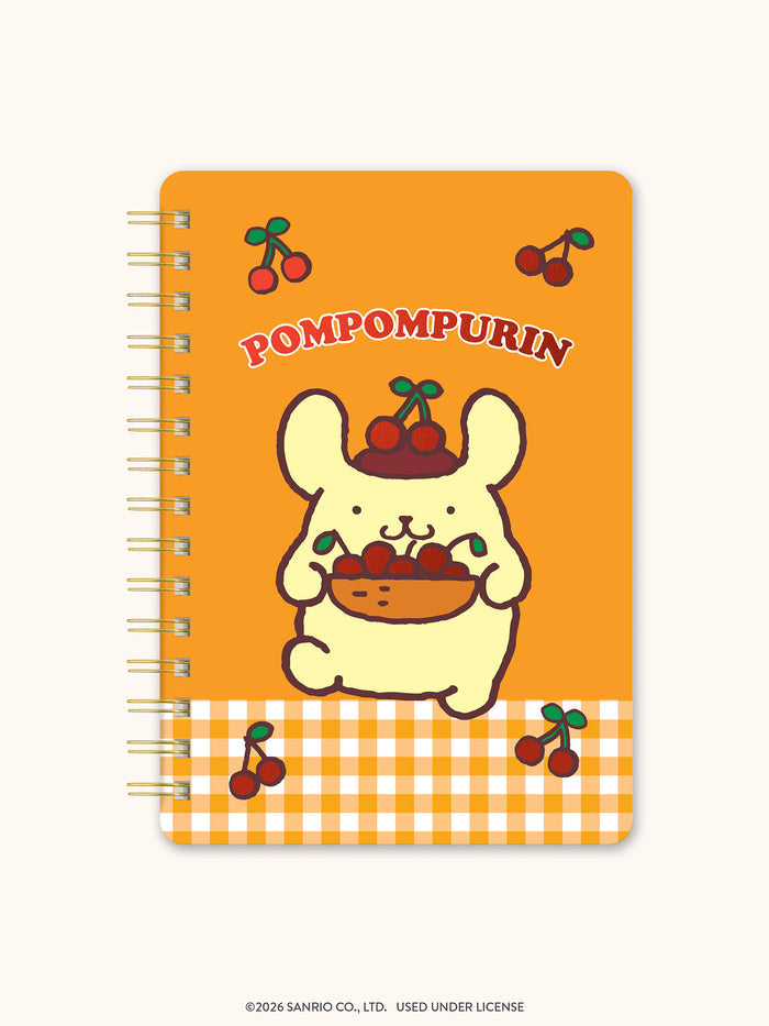 Sanrio Pompompurin Cherry Picnic Agatha Notebook with Pocket & Stickers