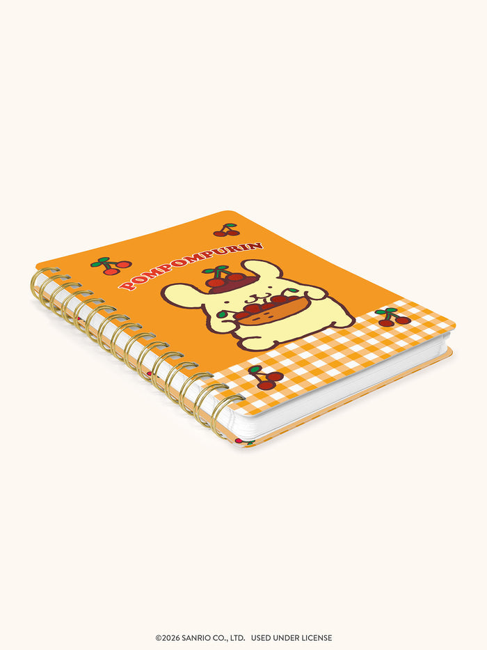 Sanrio Pompompurin Cherry Picnic Agatha Notebook with Pocket & Stickers
