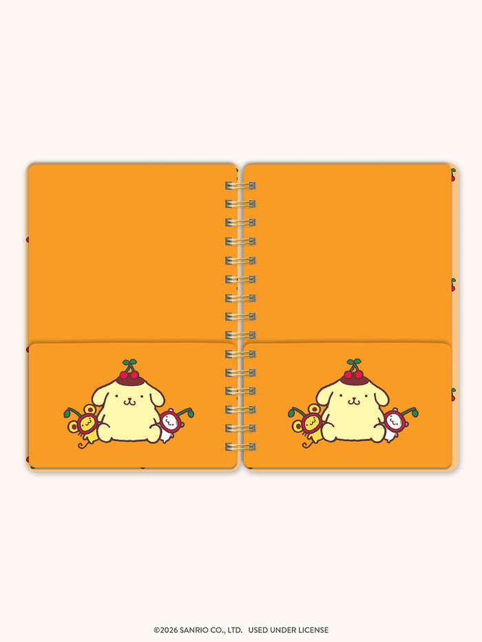 Sanrio Pompompurin Cherry Picnic Agatha Notebook with Pocket & Stickers