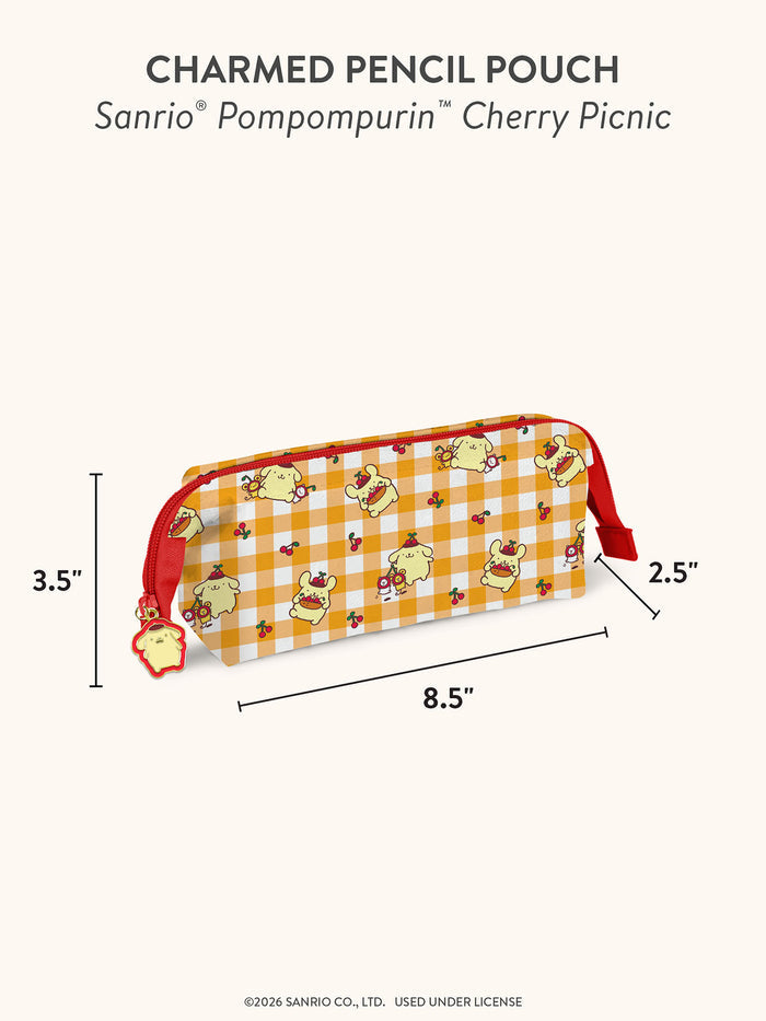 Sanrio Pompompurin Cherry Picnic Charmed Pencil Pouch