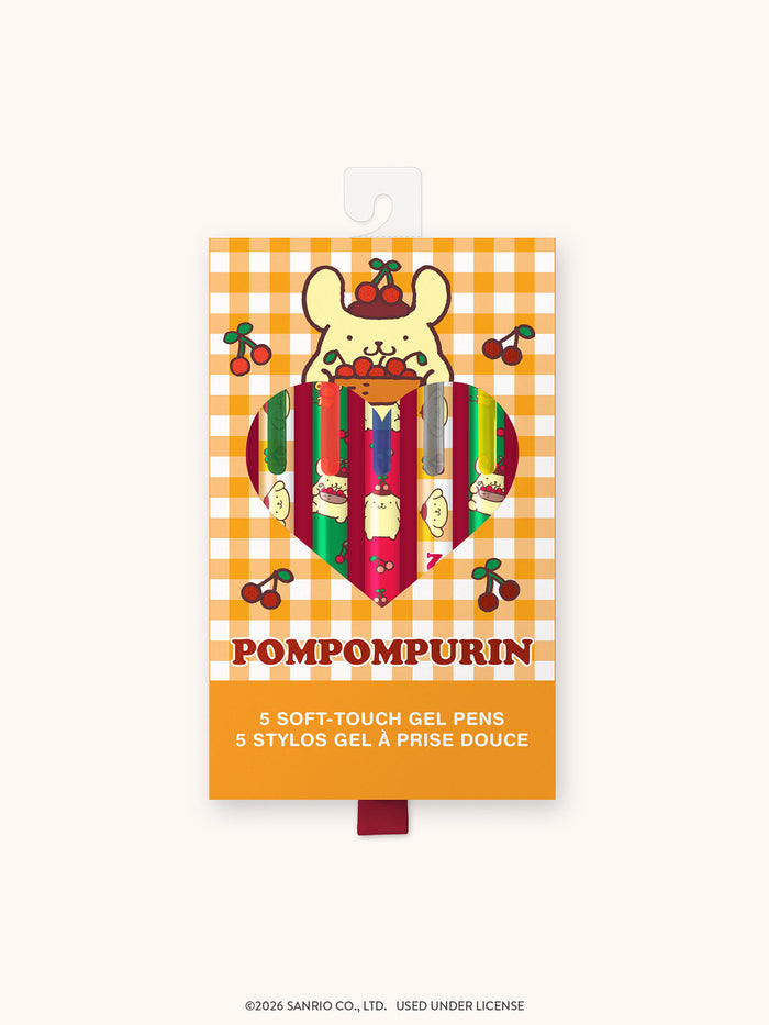 Sanrio Pompompurin Cherry Picnic Soft-Touch Gel Pen Set
