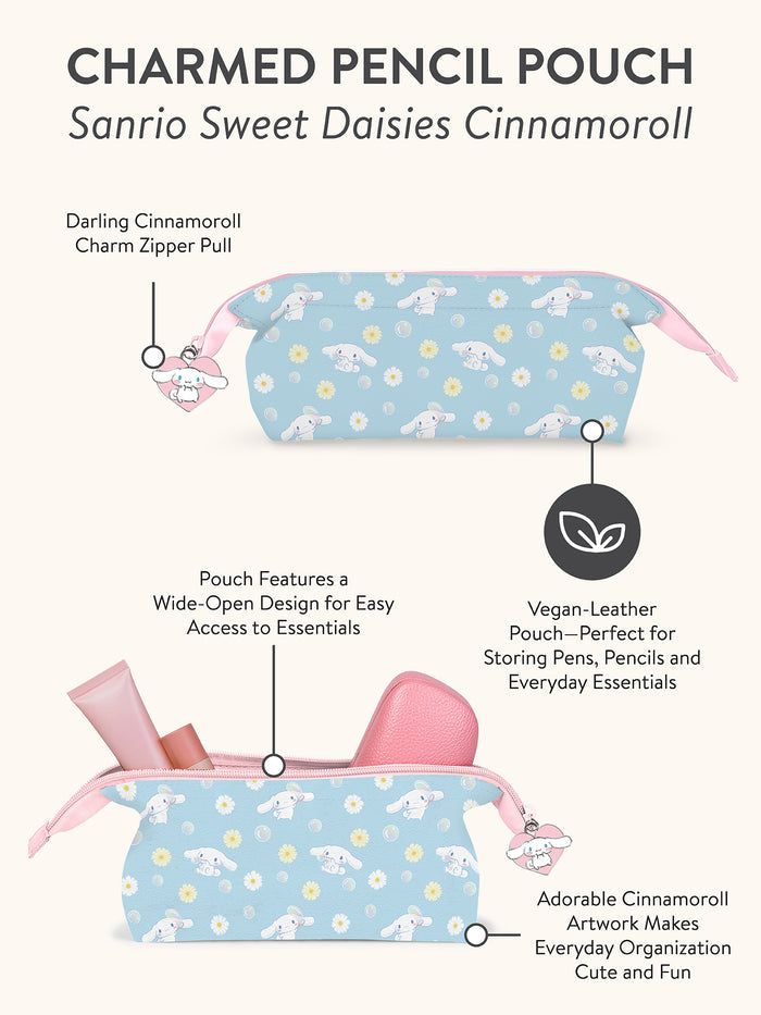 Sanrio Sweet Daisies Cinnamoroll Charmed Pencil Pouch