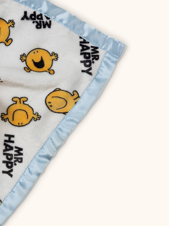Mr. Happy security blanket with satin corner