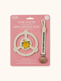 Little Miss Sunshine Silicone Teether ring with detachable clip on cardboard tag