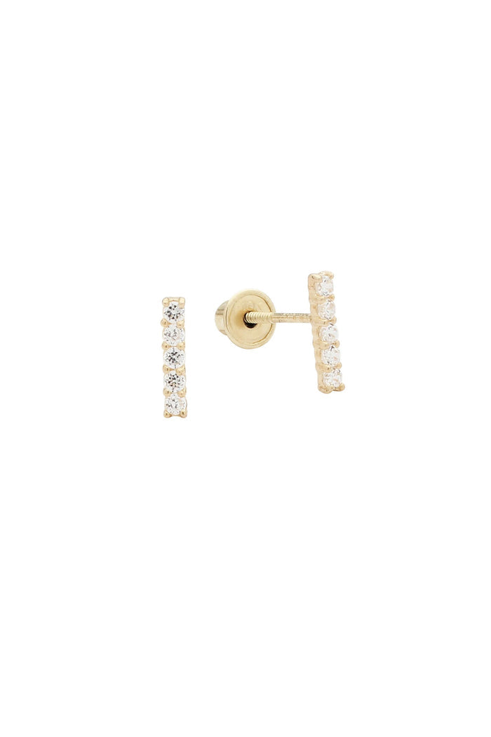 Solid Gold CZ Bar Stud (Various)