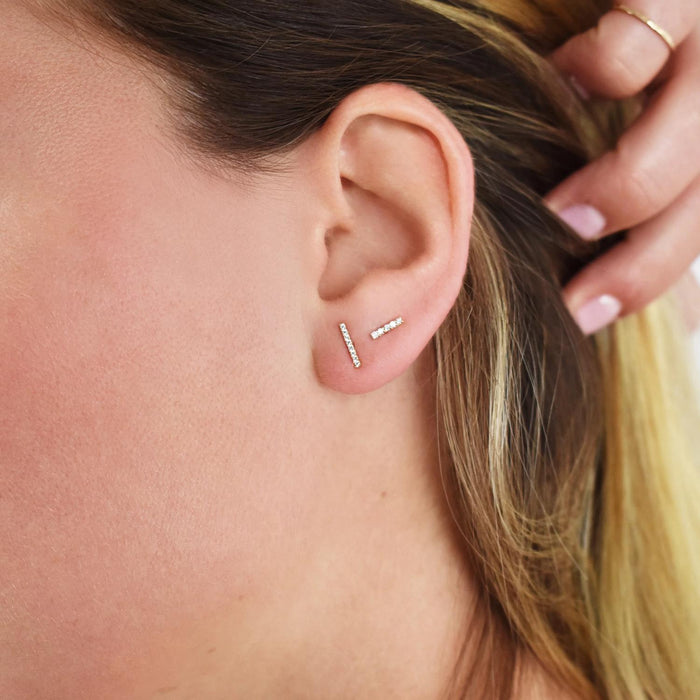 Solid Gold CZ Bar Stud (Various)