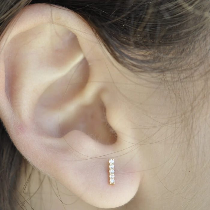 Solid Gold CZ Bar Stud (Various)