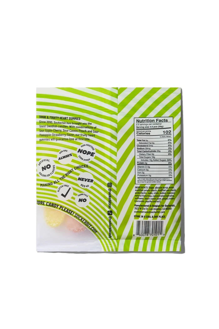 Sour Fruity Heart Gummies Swedish Candy Bag (2.8 oz)
