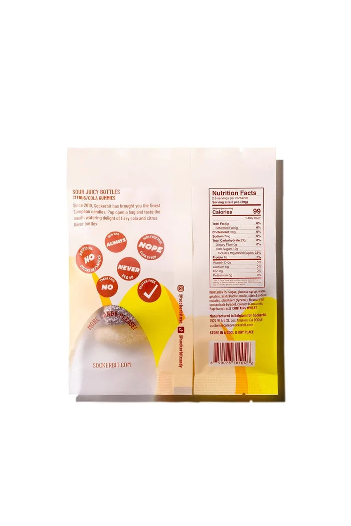 Sour Juicy Bottles Fruit Swedish Candy Bag (2.8oz)
