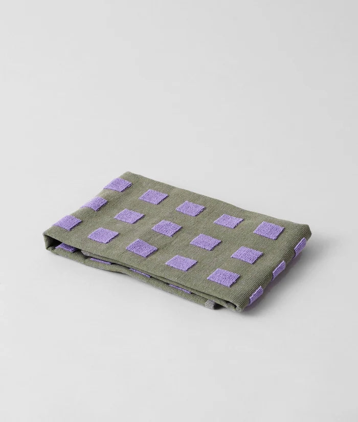 Squares Tea Towel (Olive/Lilac)